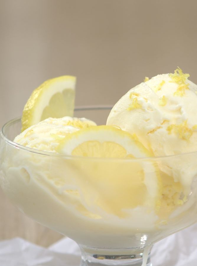 fresh lemons with lemon custard ice cream