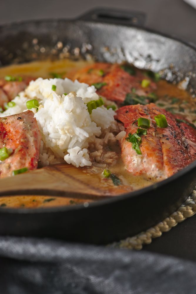 salmon with curry coconut kaffir lime sauce