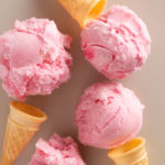 rhubarb lime sorbet with ice cream cones