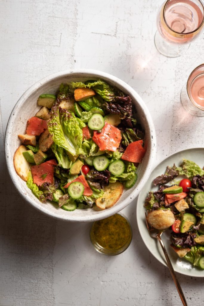 smoked salmon salad with lemon dill dressing vinaigrette