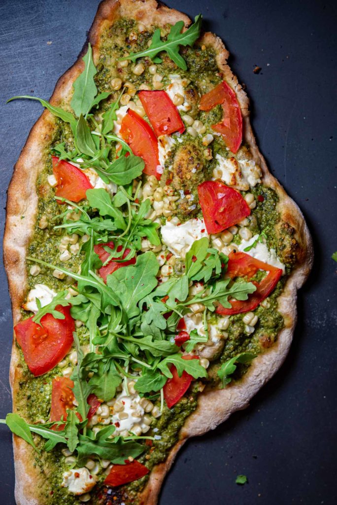 crunchy flatbread with summer vegetables