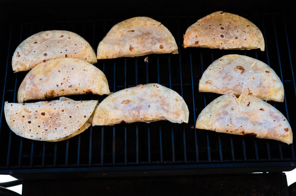 tacos baking on the grill