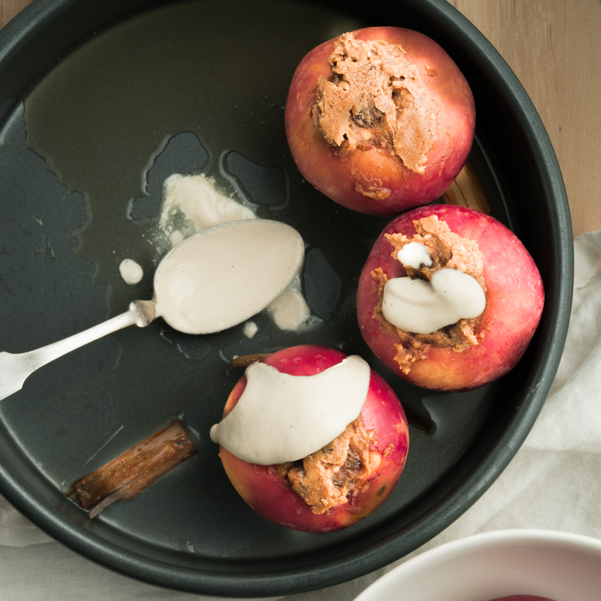 Peanut Butter Baked Apples with Silky Cashew Cream The Frayed Apron