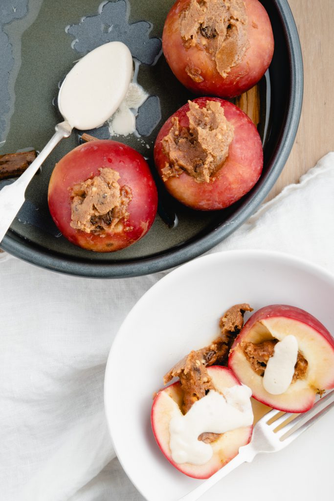Peanut Butter Baked Apples with Silky Cashew Cream The Frayed Apron