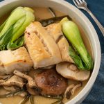miso cod with mushrooms, bok choy, and kombu