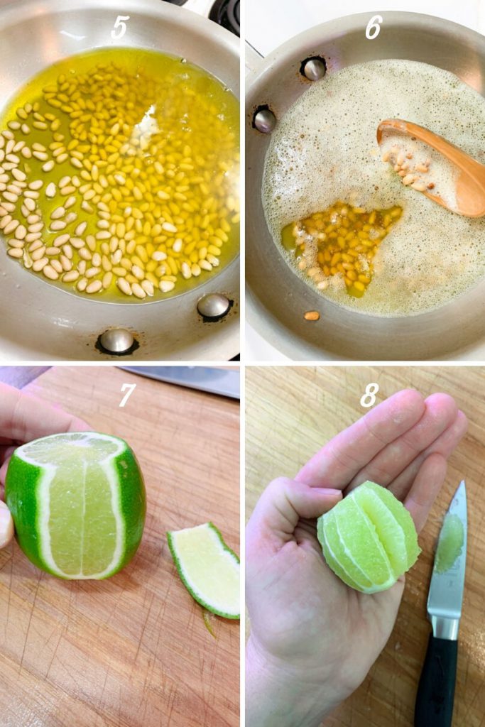 how to toast pine nuts in oil and supreme a lime