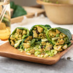 collard green wraps filled with curried chicken egg salad