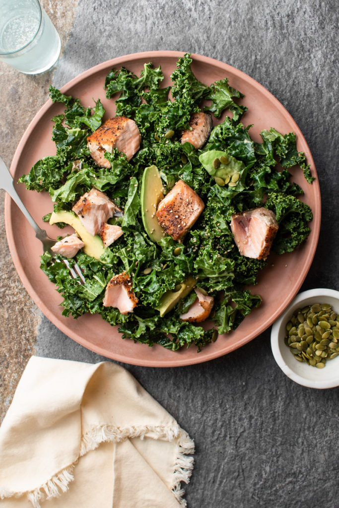 Kale Salad with PanSeared Salmon The Frayed Apron