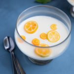 lemon posset with kumquats slices
