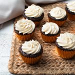 Chocolate Almond Cupcakes with Vanilla Frosting