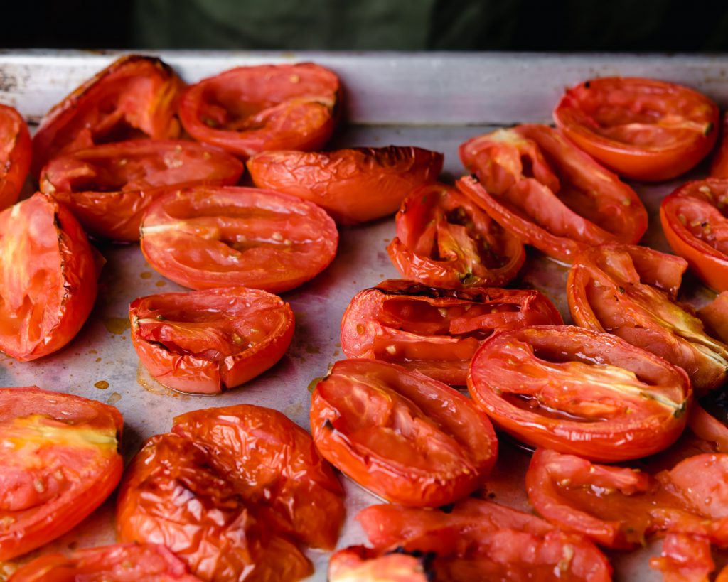 roasted blistered plum tomatoes
