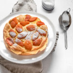 custard cake with apricots
