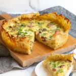 quiche with bacon and cheddar in hashbrown crust