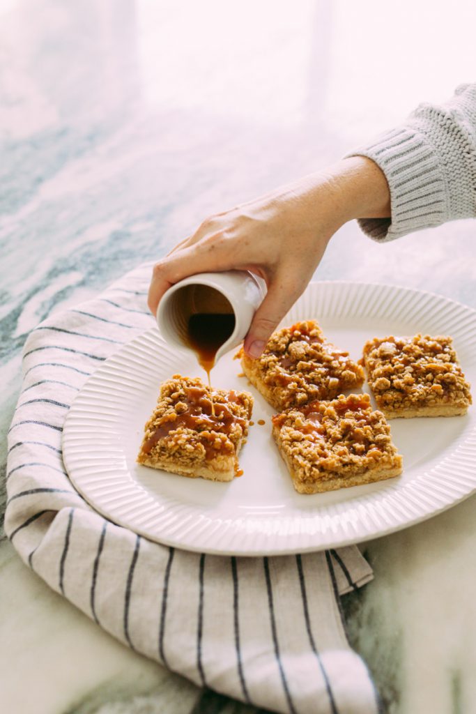 apple pie squares with salted caramel  sauce