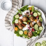 turkey meatball salad with yogurt dressing
